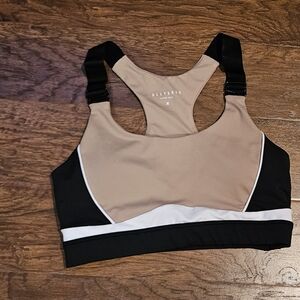 ALLFENIX Tan and Black Sports Bra, size Medium